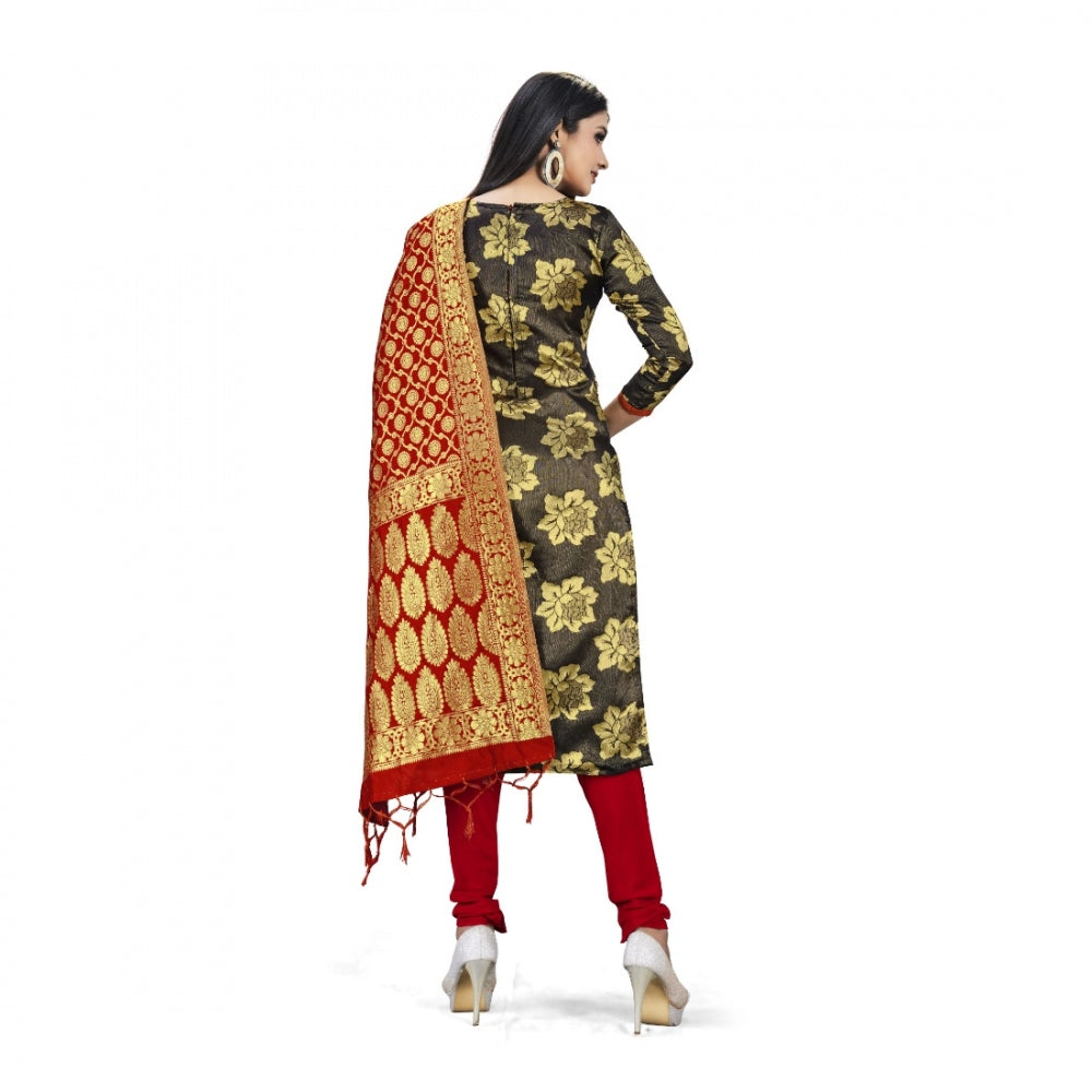 Generischer Salwar Kameez aus ungesäumter Banarasi-Seide, Premium-Qualität, mit Dupatta (Farbe: Schwarz)