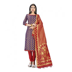 Generic Banarasi Silk Unstitched Salwar-Suit Material Premium Quality With Dupatta (Color: Navy Blue)