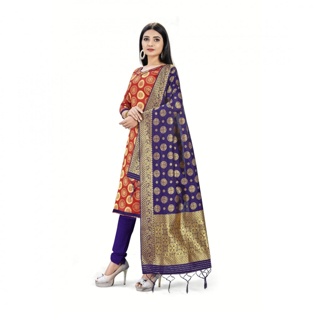 Generischer Salwar Kameez aus ungesäumter Banarasi-Seide, Premium-Qualität, mit Dupatta (Farbe: Rot)