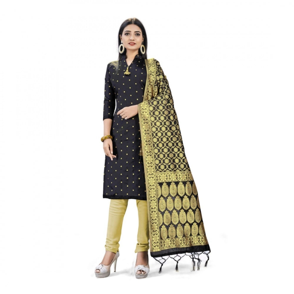 Generischer Salwar Kameez aus ungesäumter Banarasi-Seide, Premium-Qualität, mit Dupatta (Farbe: Schwarz)