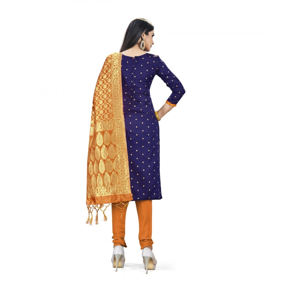 Generischer Salwar Kameez aus ungesäumter Banarasi-Seide, Premium-Qualität, mit Dupatta (Farbe: Marineblau)