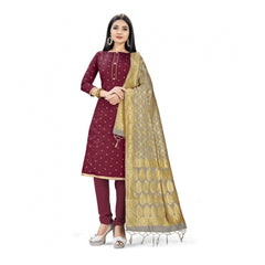 Generischer Salwar Kameez aus ungesäumter Banarasi-Seide, Premium-Qualität, mit Dupatta (Farbe: Kastanienbraun)