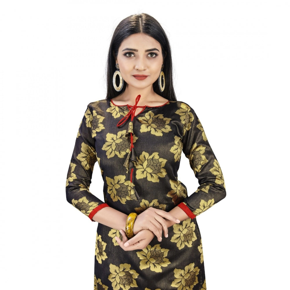 Generischer Salwar Kameez aus ungesäumter Banarasi-Seide, Premium-Qualität, mit Dupatta (Farbe: Schwarz)