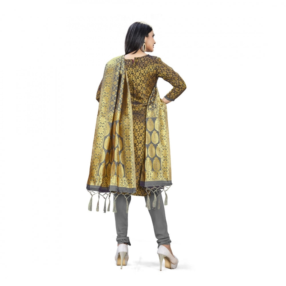 Generischer Salwar Kameez aus ungesäumter Banarasi-Seide, Premium-Qualität, mit Dupatta (Farbe: Schwarz)