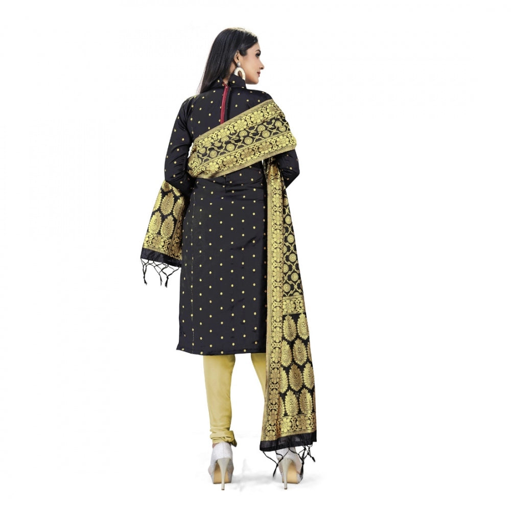 Generischer Salwar Kameez aus ungesäumter Banarasi-Seide, Premium-Qualität, mit Dupatta (Farbe: Schwarz)