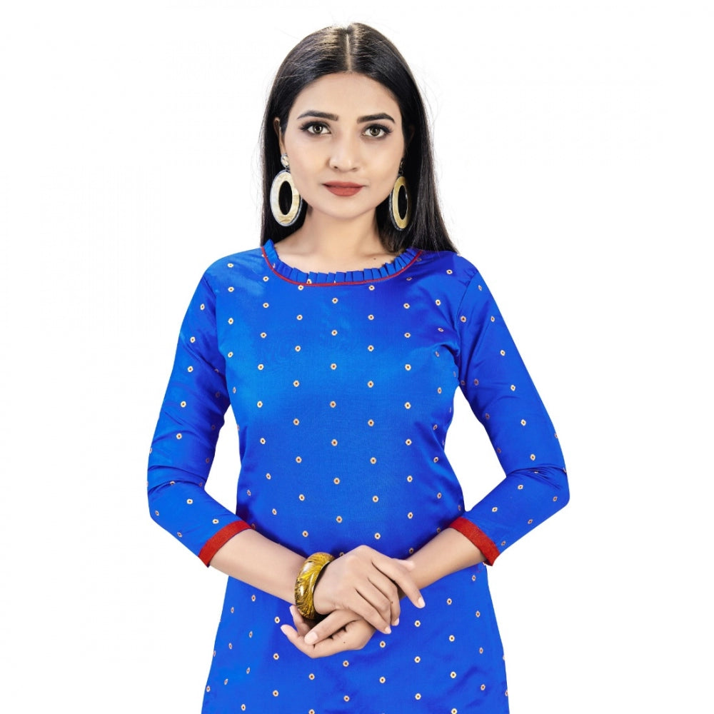 Generic Banarasi Silk Unstitched Salwar-Suit Material Premium Quality With Dupatta (Color: Royal Blue)