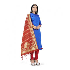 Generic Banarasi Silk Unstitched Salwar-Suit Material Premium Quality With Dupatta (Color: Royal Blue)