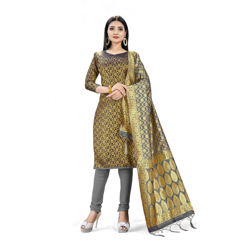 Generischer Salwar Kameez aus ungesäumter Banarasi-Seide, Premium-Qualität, mit Dupatta (Farbe: Schwarz)