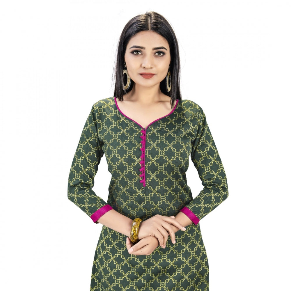 Generischer Salwar Kameez aus ungesäumter Banarasi-Seide, Premium-Qualität, mit Dupatta (Farbe: Mehendi-Grün)