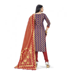 Generic Banarasi Silk Unstitched Salwar-Suit Material Premium Quality With Dupatta (Color: Navy Blue)