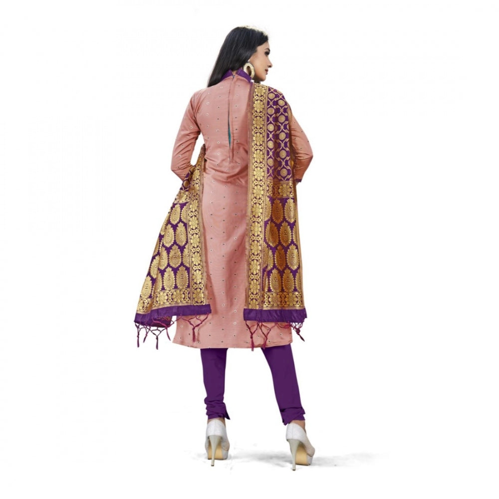 Generischer Salwar Kameez aus ungesäumter Banarasi-Seide, Premium-Qualität, mit Dupatta (Farbe: Pfirsich)