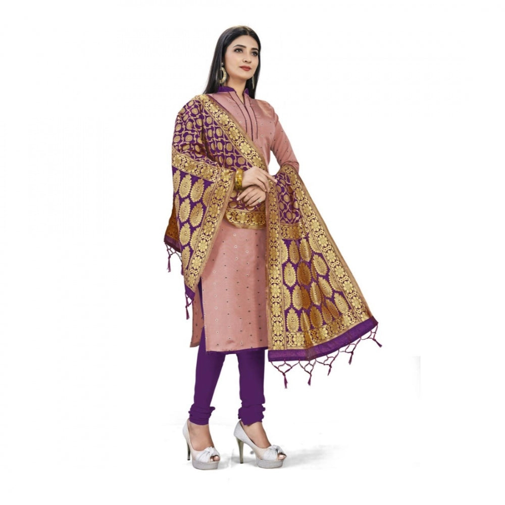 Generischer Salwar Kameez aus ungesäumter Banarasi-Seide, Premium-Qualität, mit Dupatta (Farbe: Pfirsich)