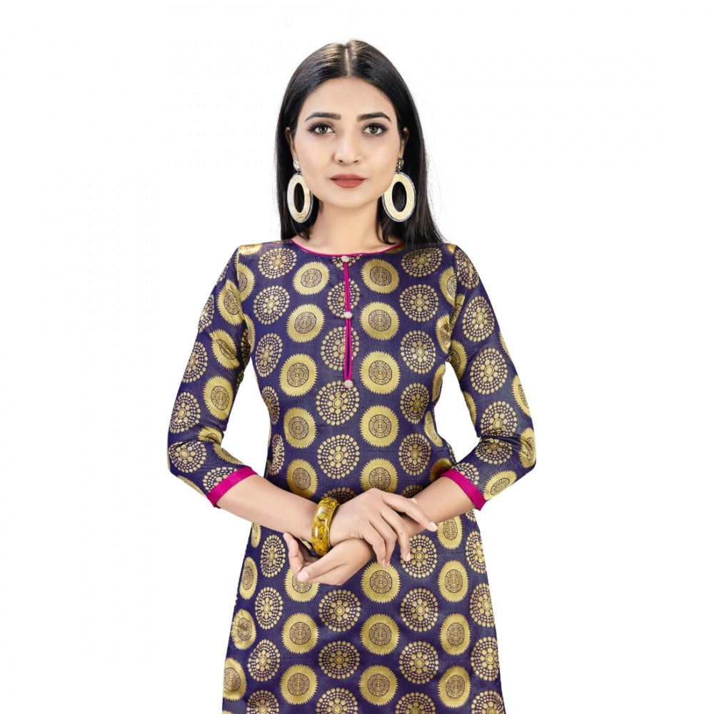 Generischer Salwar Kameez aus ungesäumter Banarasi-Seide, Premium-Qualität, mit Dupatta (Farbe: Marineblau)