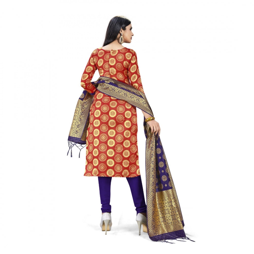 Generischer Salwar Kameez aus ungesäumter Banarasi-Seide, Premium-Qualität, mit Dupatta (Farbe: Rot)