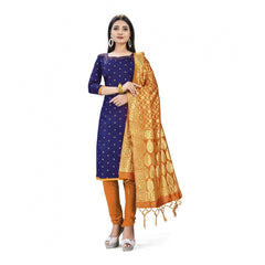 Generischer Salwar Kameez aus ungesäumter Banarasi-Seide, Premium-Qualität, mit Dupatta (Farbe: Marineblau)