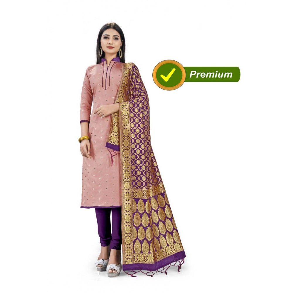 Generischer Salwar Kameez aus ungesäumter Banarasi-Seide, Premium-Qualität, mit Dupatta (Farbe: Pfirsich)