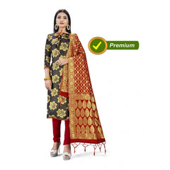 Generischer Salwar Kameez aus ungesäumter Banarasi-Seide, Premium-Qualität, mit Dupatta (Farbe: Schwarz)