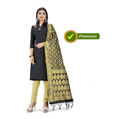 Generischer Salwar Kameez aus ungesäumter Banarasi-Seide, Premium-Qualität, mit Dupatta (Farbe: Schwarz)