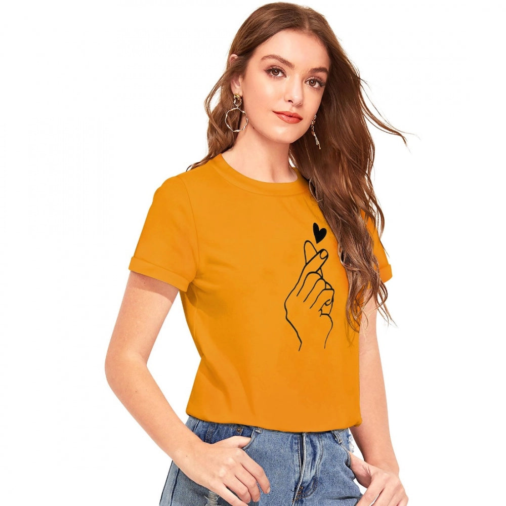 Generic Women's Cotton Western Wear T Shirt (Yellow)