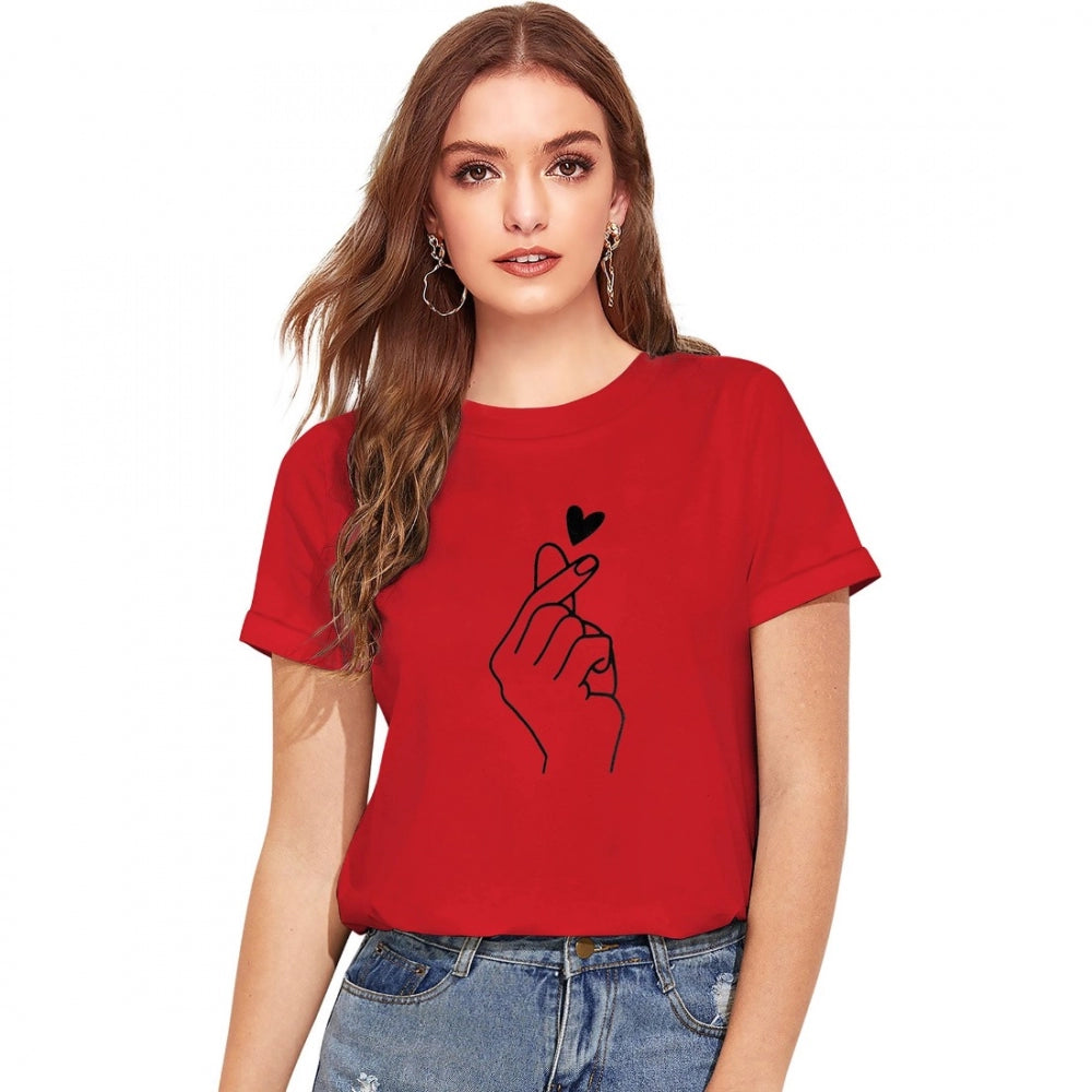 Generic Women's Cotton Western Wear T Shirt (Red)