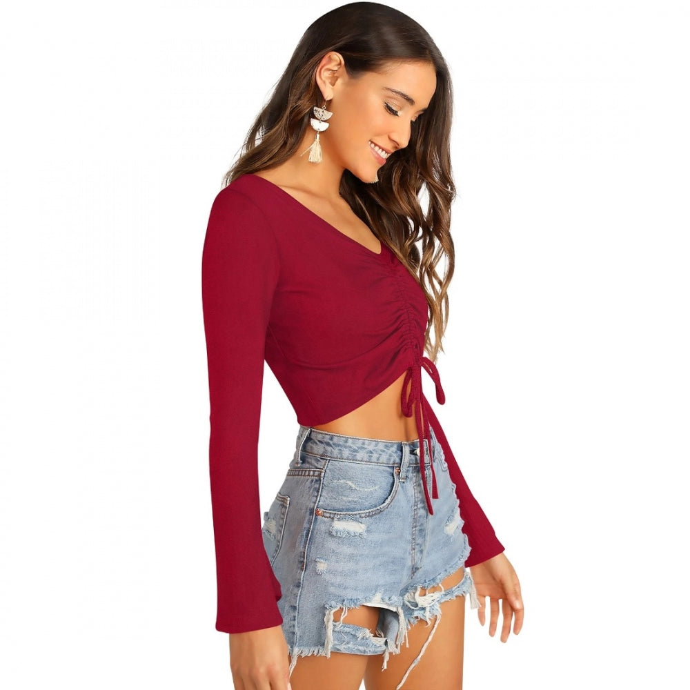 Generic Women's 95% Polyester 5% Spendex Western Wear Tops (Maroon)