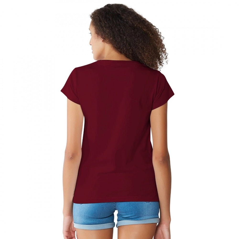 Generic Women's Cotton Western Wear T Shirt (Maroon)