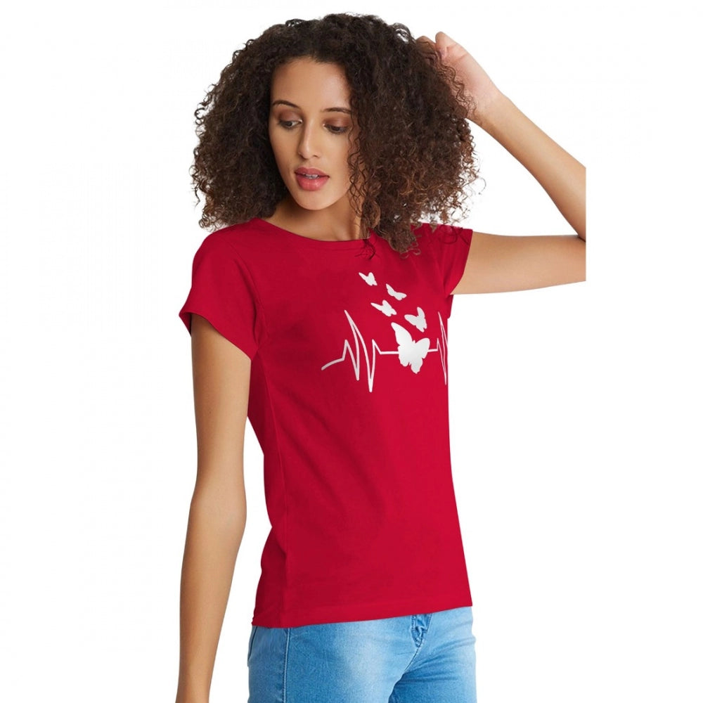 Generic Women's Cotton Western Wear T Shirt (Red)