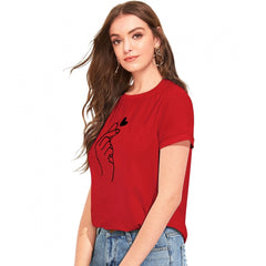 Generisches Western-T-Shirt aus Baumwolle für Damen (rot)