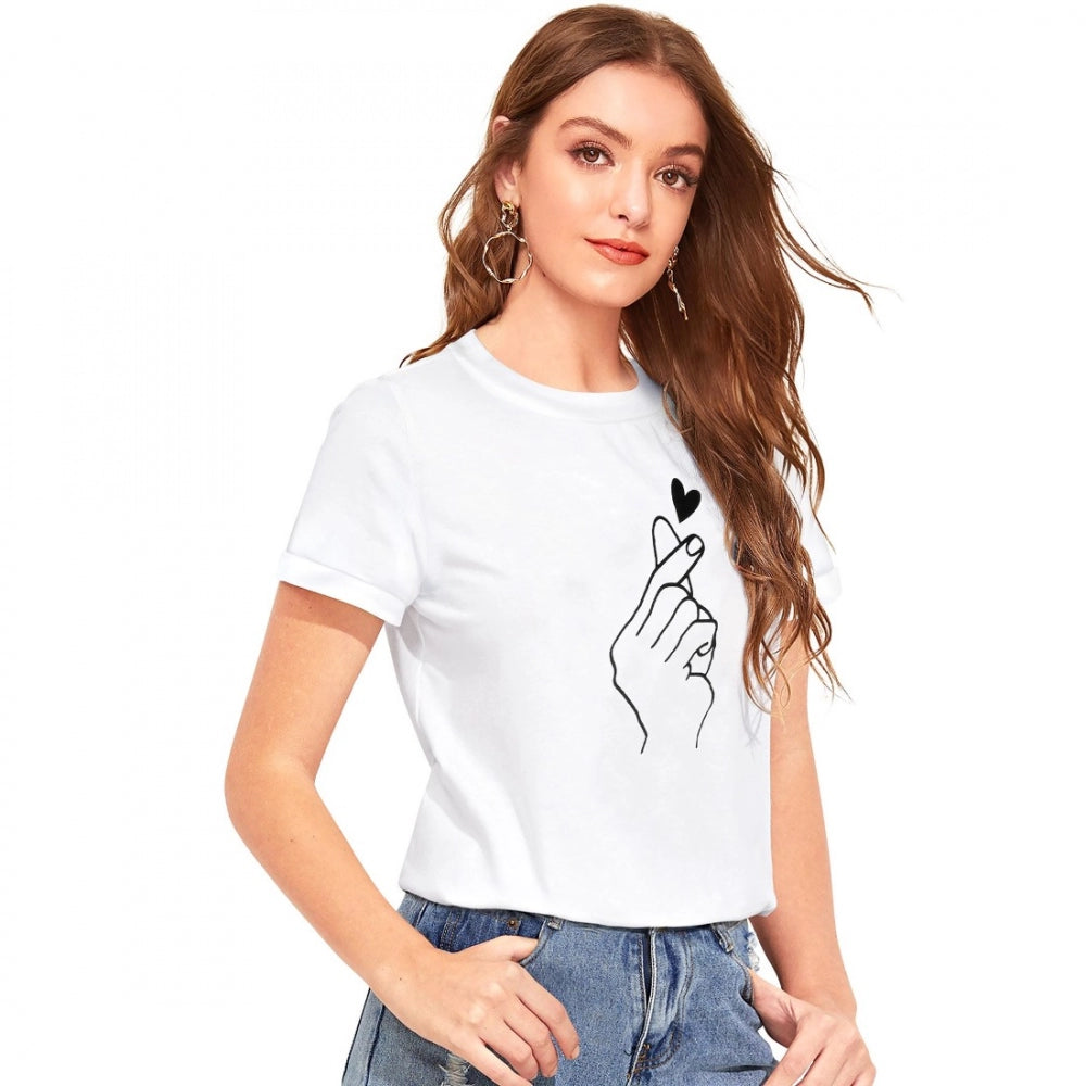 Generic Women's Cotton Western Wear T Shirt (White)