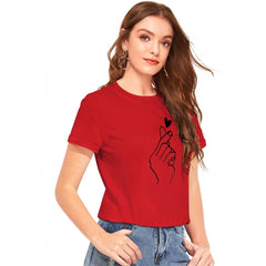 Generic Women's Cotton Western Wear T Shirt (Red)