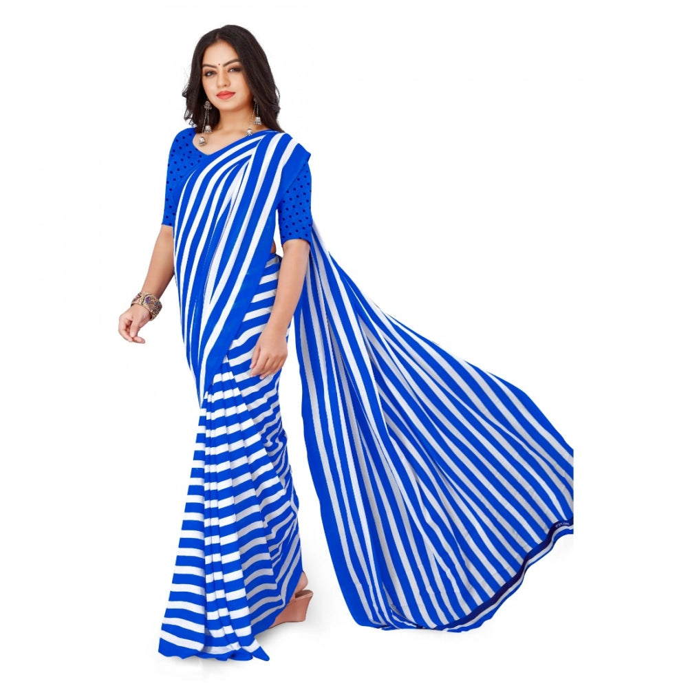 Generic Women's Faux Georgette Saree With Blouse (Blue, 5-6Mtrs)