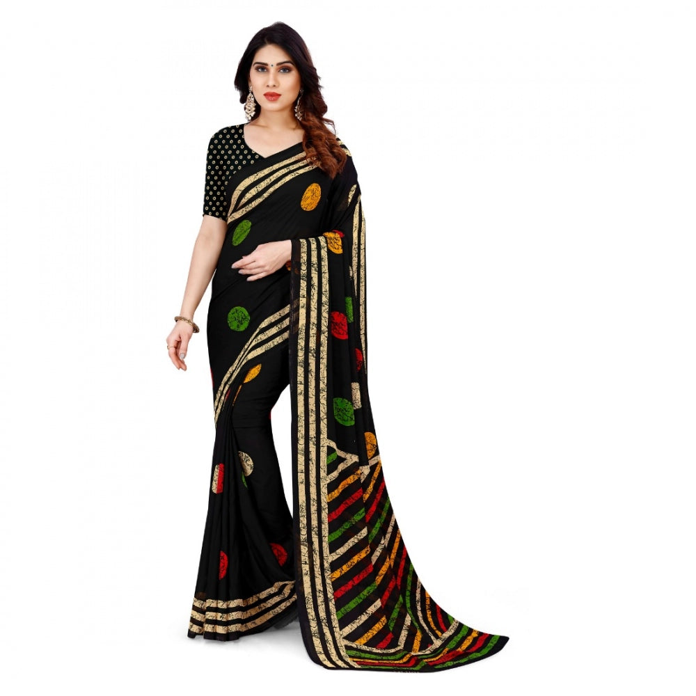 Generic Women's Faux Georgette Saree With Blouse (Multicolor, 5-6Mtrs)