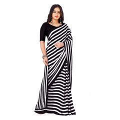 Generic Women's Faux Georgette Saree With Blouse (Black, 5-6Mtrs)