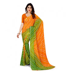 Generic Women's Faux Georgette Saree With Blouse (Yellow, 5-6Mtrs)