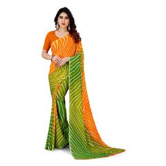 Generic Women's Faux Georgette Saree With Blouse (Yellow, 5-6Mtrs)