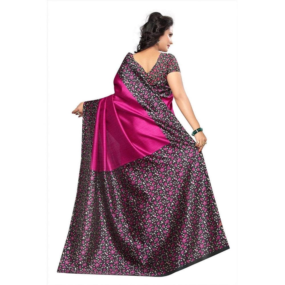 Generischer Damen-Kunstseiden-Sari mit Bluse (Rosa, 5–6 m)