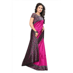 Generic Women's Art Silk Saree With Blouse (Pink, 5-6mtrs)