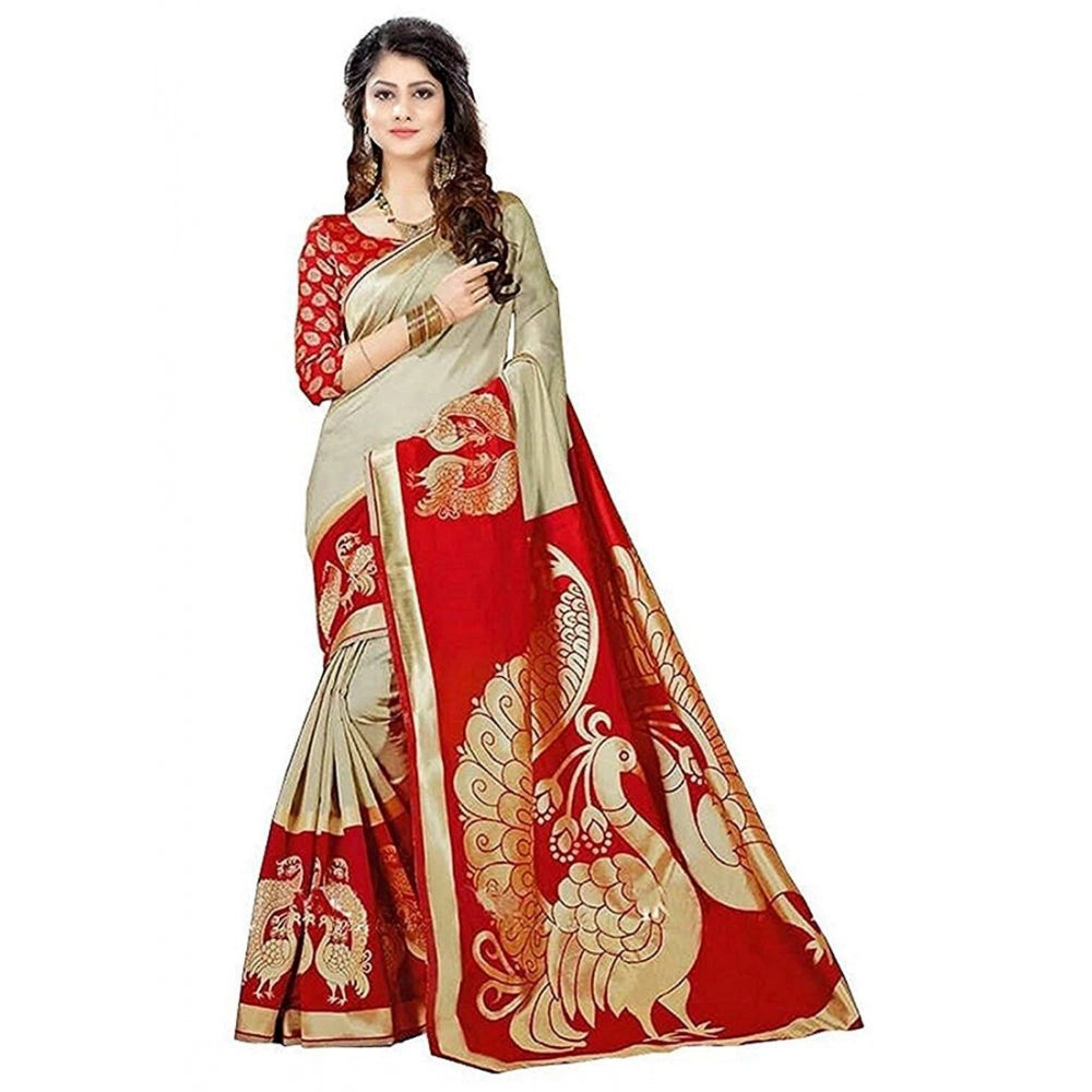 Generic Women's Khadi Silk Saree With Blouse (Multicolor, 5-6mtrs)