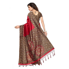 Generic Women's Art Silk Saree With Blouse (Red, 5-6mtrs)