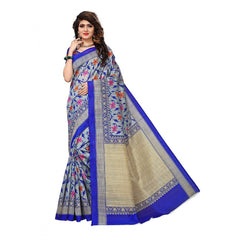 Generic Women's Art Silk Saree With Blouse (Blue, 5-6mtrs)