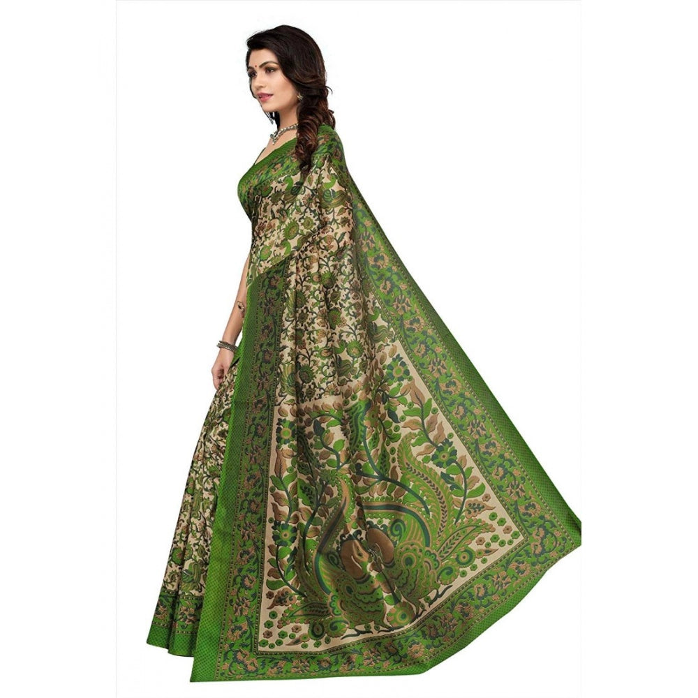 Generic Women's Art Silk Saree With Blouse (Green, 5-6mtrs)