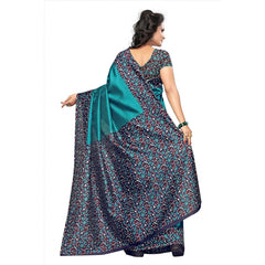 Generic Women's Art Silk Saree With Blouse (Turquoise, 5-6mtrs)