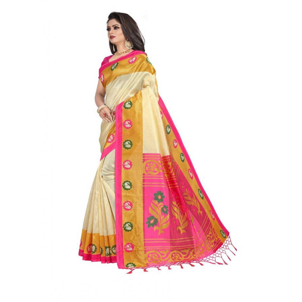 Generic Women's Art Silk Saree With Blouse (Multicolor, 5-6mtrs)