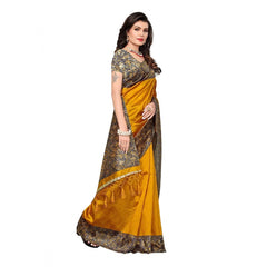 Generic Women's Art Silk Saree With Blouse (Yellow, 5-6mtrs)