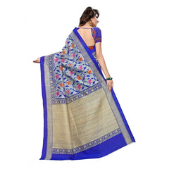 Generic Women's Art Silk Saree With Blouse (Blue, 5-6mtrs)