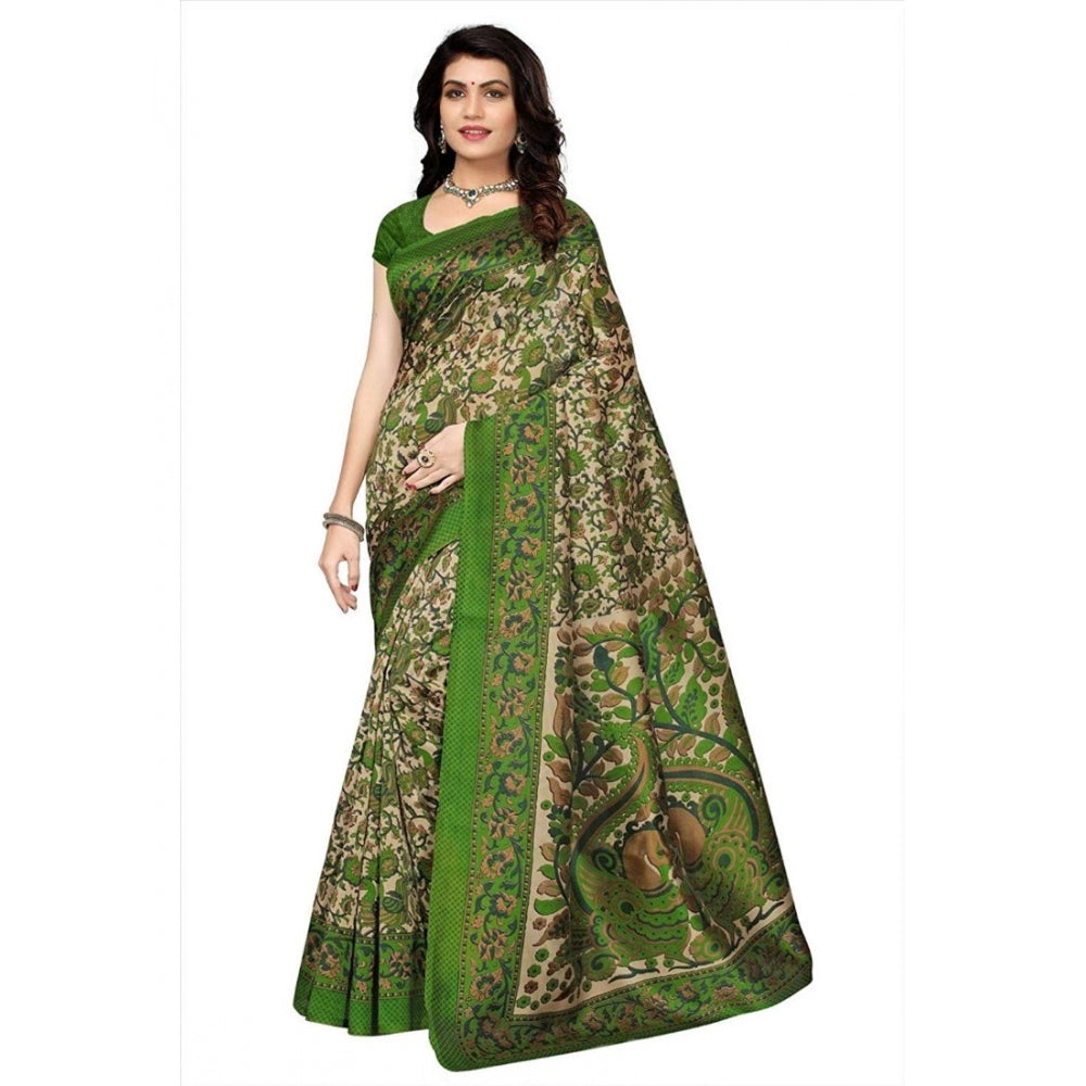 Generic Women's Art Silk Saree With Blouse (Green, 5-6mtrs)