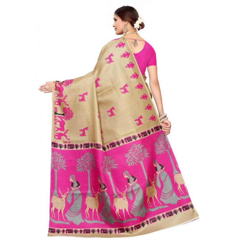 Generic Women's Khadi Silk Saree With Blouse (Multicolor, 5-6mtrs)