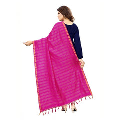 Generic Women's Cotton Jari Woven Work Dupatta (Pink, Length:2-2.4 mtr)