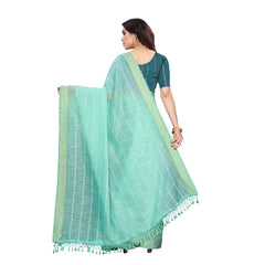 Generic Women's Cotton Saree With Blouse (Rama, 5-6Mtrs)