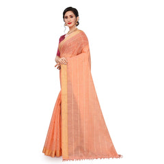 Generic Women's Cotton Saree With Blouse (Orange, 5-6Mtrs)